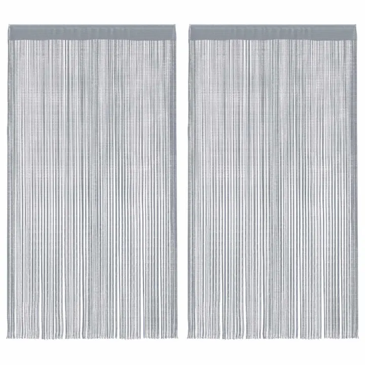Cortinas de tiras 2 uds gris claro 140x250 cm - 1