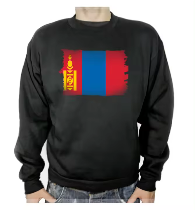 MERCHANDMANIA SUDADERA NEGRA bandera mongolia pais gobierno mongol adulto poliester algodón sweatshirt - 1