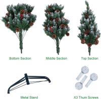 ARBOL DE NAVIDAD SILVESTRE FRONTOSO, 120cm, 150cm, 180cm, 210cm, 240CM, árbol de Navidad Verde Abeto, Árbol de Navidad Artificial, Verde PVC Árboles Decoración Navideña, con Efecto Nieve y piñas, Soporte de Maderal (con Efecto Nieve y piñas) - details 5