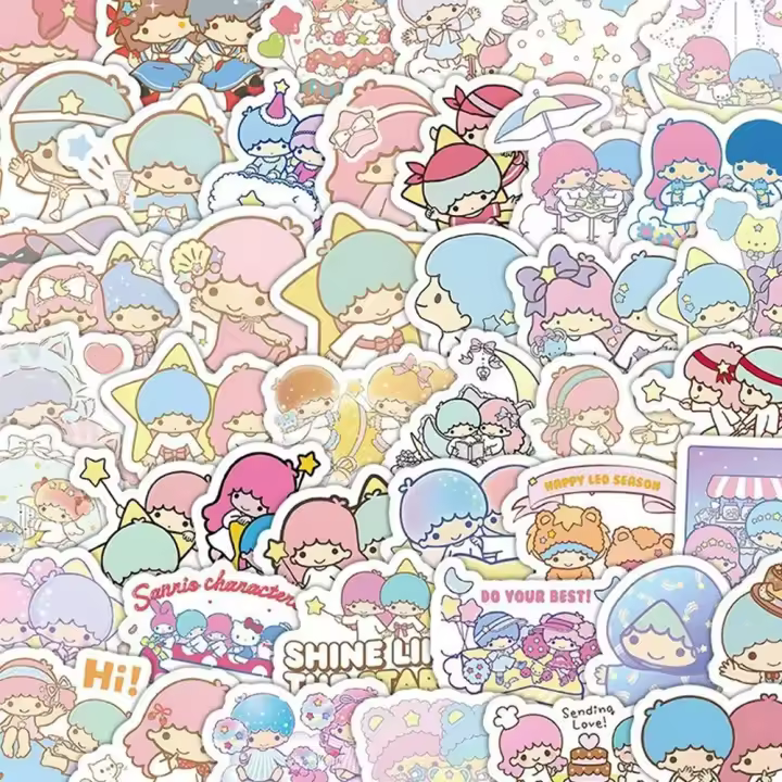 Pegatinas Sanrio Kawaii De Anime Para Cuadernos Botellas Y Scrapbooking 10/30/50/100pcs Dibujos De Little Twin Star - 1