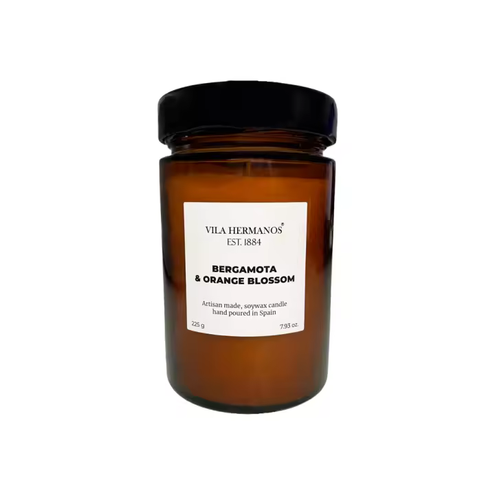 IMPACTE MILANO - Vela Aromática 225gr - Bergamota & Orange Blossom. Aroma Cítrico y Fresco con un Toque Floral. Fragancia de Petitgrain, Naranja, Jazmín. Vela de Diseño color Oscuro, Cera Vegetal 100% Natural, Velas Perfumadas para el Hogar. Vila Hermanos - 1