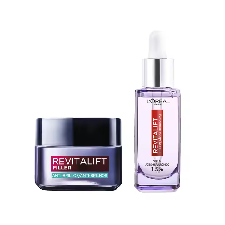 L'Oréal Paris Revitalift Filler Serum Anti-arrugas con Ácido Hialurónico 30 ml + Revitalift Filler Gel-Crema con Ácido Hialurónico y Ácido Salicílico 50ml - 1