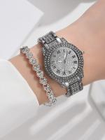 Reloj De Cuarzo Para Mujer 2023 Set De 2 Piezas Lujo Moda Correa De Plata Pulsera De Aleación Regalo Para Damas Estilo Elegante - details 3