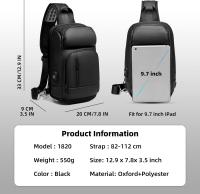 Bandolera Cruzada Hombre Bolso Pecho Grande Impermeable with USB Bolso para Vida Diaria Cycling Caminar Viaje y Trabajar-Negro - details 0
