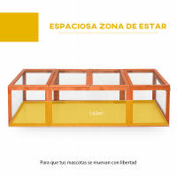 PawHut Conejera Exterior de Madera 180x90x48 cm Jaulas para Conejos Grande Casa para Animales Pequeños con 3 Puertas y Alambre de Metal Natural - details 3