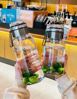 Botella De Agua De Vidrio Grande 1L Portátil Y Antigrado Para Exteriores Con Infusor De Té Translúcida Para Adultos - details 16