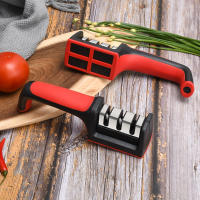Afilador De Cuchillos Rápido 3/4 Sección Multifuncional Para El Hogar Herramienta De Cocina Con Piedra De Afilar Negra Tratamiento De Acero Inoxidable - details 2