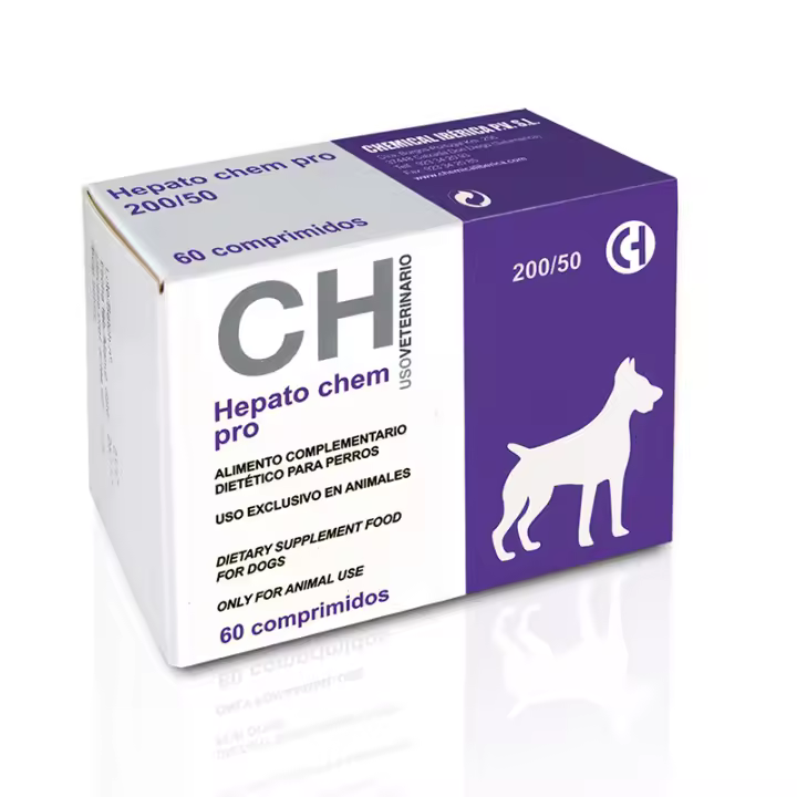 Chemicaliberica - Hepato Chem Pro 200/50 60 Comprimidos - Perros con insuficiencia hepática - 1