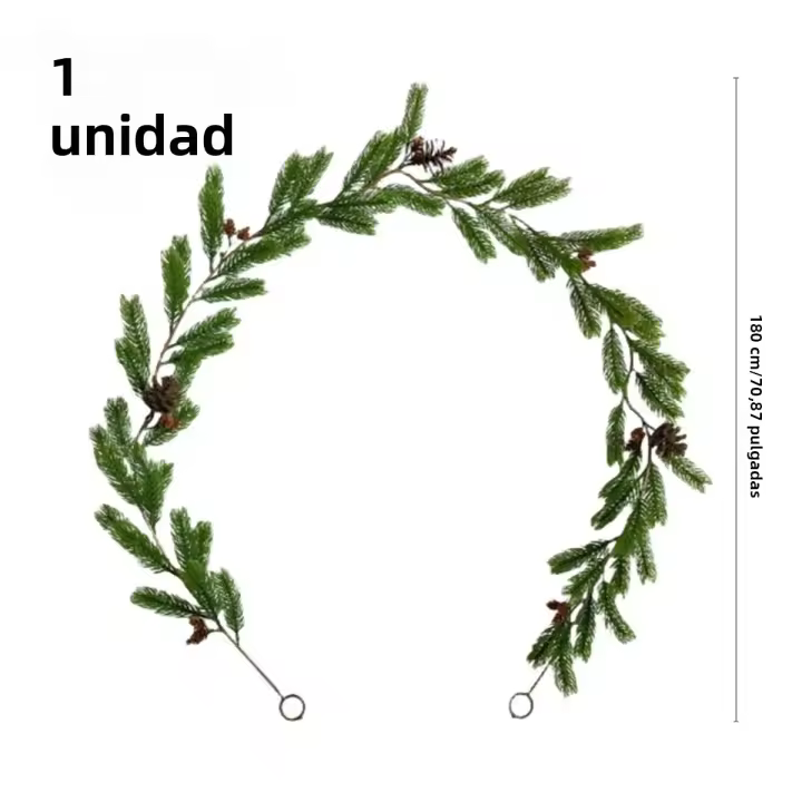 Guirnalda De Pino Artificial Para Navidad Con Bayas Rojas Y Conos 70.87 Cm Decoración Realista Para Casa De Vacaciones Escritorio Armario Estante De Chimenea Y Hogar Exteriores - 1