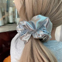 Cinturones De Pelo Oversized De Seda Para Mujer Plata Coreana Elásticos De Chiffon Scrunchies Accesorio De Cabello Y2K - details 4