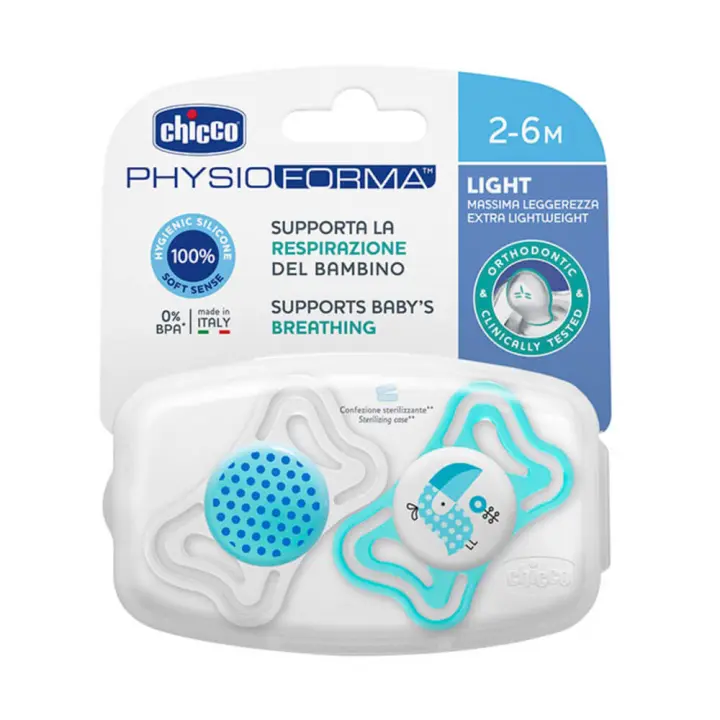Chicco Chupete Silicona Physio Light Azul 2-6M 2U - 1