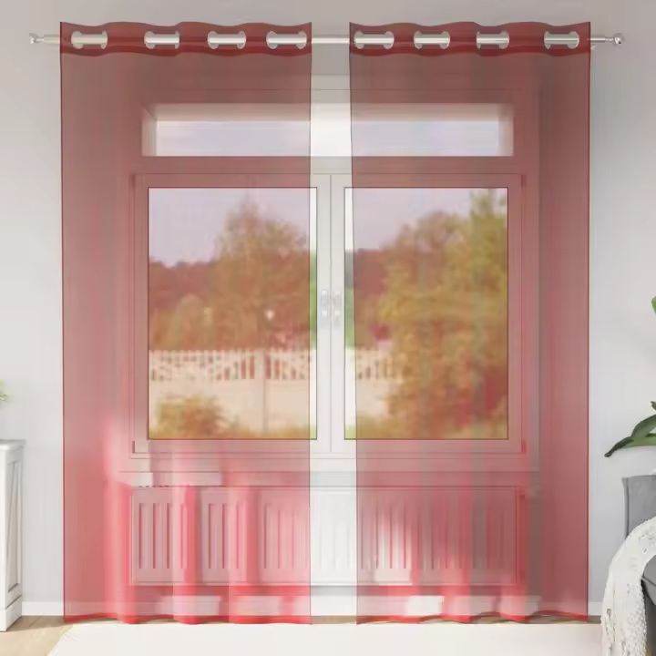 vidaXL Cortinas de gasa con ojales 2 uds 140x245 cm en color Gris claro/Marrón/Gris oscuro y más | protección solar decorativa para ventanas hogar oficina dormitorio fácil de instalar - 1