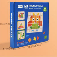 Puzzle De Madera Colorido Bloques Geométricos Montessori Tangram Juguete Educativo Con Tarjetas Para Niños Desarrolla La Lógica Y La Creatividad - details 3