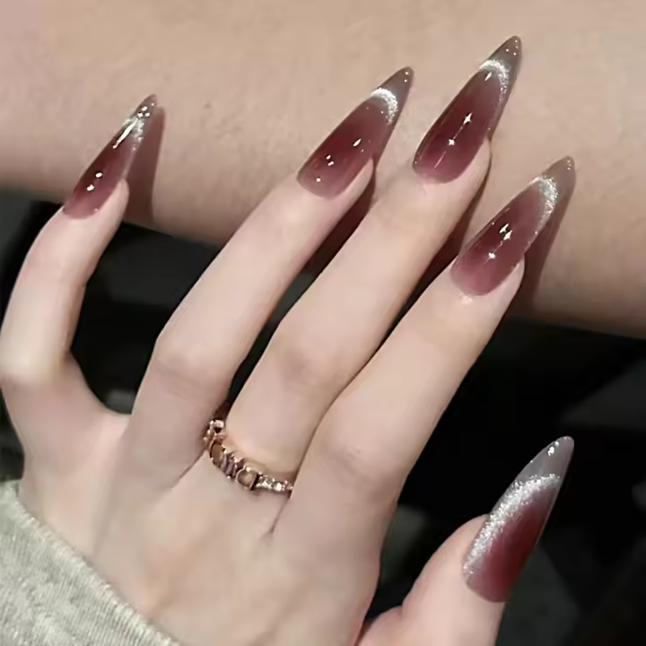 Uñas Postizas De Almendra 30 Piezas Color Sólido Con Pegamento Y Linterna Para Uñas Set De Dibujar Uñas Postizas Fáciles De Usar - 1
