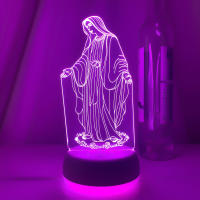 Lámpara De Noche 3D Ilusión De Jesús Cambio De 7 Colores Control Remoto LED Decorativa Cristiana Luz De Oración De Mesa - details 16