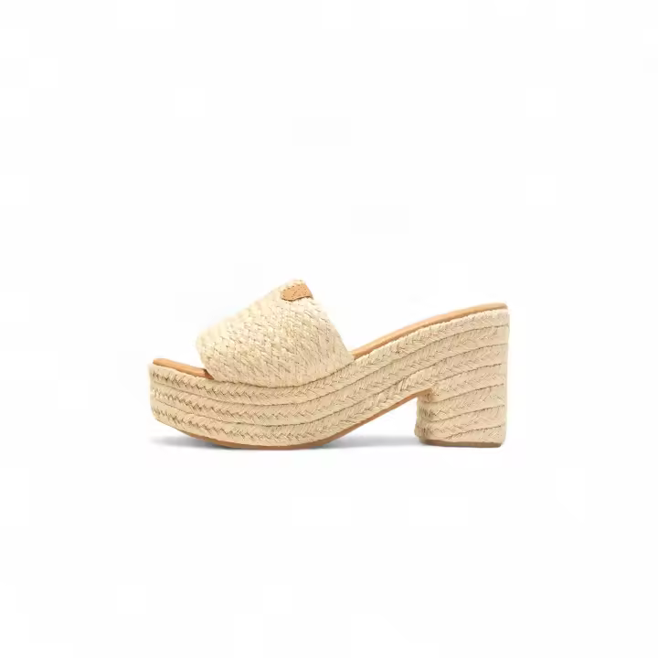 Sandalias de Plataforma de Yute con Tira Ancha y Detalle de Costura F230-15 - 1