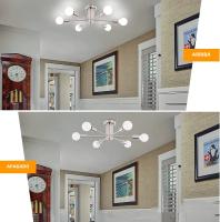 Lámpara De Techo Estilo Nórdico De Hierro Con 6 Luces Para Decoración De Piso Bajo Sala De Comedor Y Sala De Estar Compatible Con Voltaje AC85-260v E27/E26 - details 14