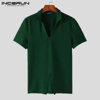 Camiseta De Hombre INCERUN 2024 Con Diseño De Rayas En La Parte Inferior Estilo Casual Manga Corta Cierre Pull on Tallas S-2XL - details 6