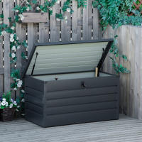 Outsunny Arcón Exterior Capacidad 311L Baúl de Almacenaje de Acero con Cerradura Llave Pistones Neumáticos para Jardín Terraza Patio 120x62x62 cm Gris Oscuro - details 1