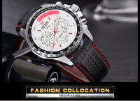 Reloj De Pulsera De Cuarzo Para Hombre MEGIR Moda Resistente Al Agua Con Correa De Cuero Negro Lujo Y Casual Estilosólido - details 15