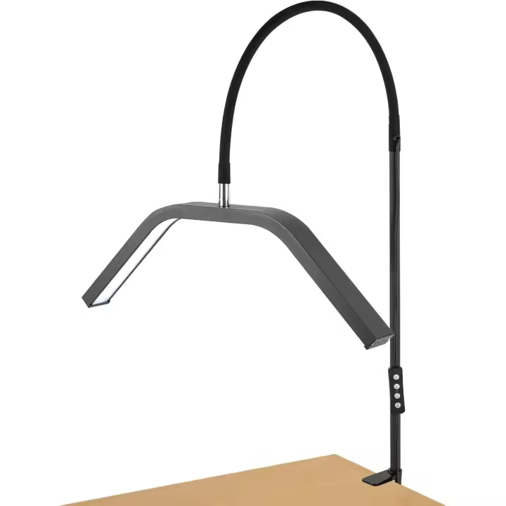 Lámpara de pestañas para extensiones de pestañas, lámpara de escritorio, luz LED de media luna portátil de 3 colores para tatuajes, lámpara de media luna para esteticista con abrazadera, lámpara para extensiones de pestañas y cejas (blanca) - 1