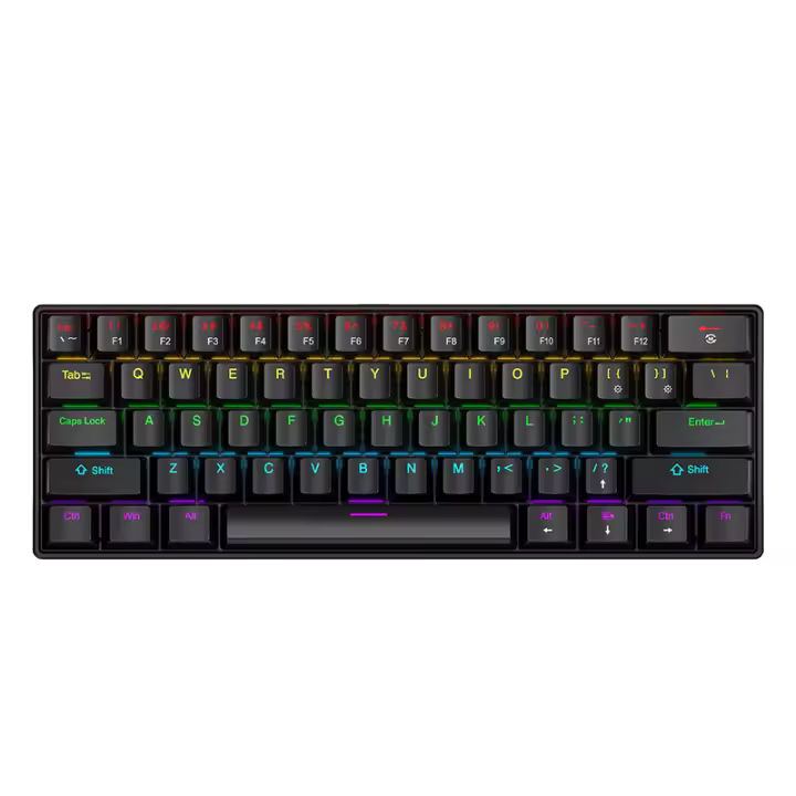 Teclado Mecánico Portátil De 60% APAYADO K61 Con Cable 61 Teclas RGB Phantom Negro Blanco Rojo Switch Rojo/Ácido Para Escritorio Portátil Tablet - 1