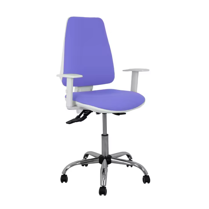 Silla Elche blanca asincro bali azul claro brazos regulables ruedas de parqué - 1