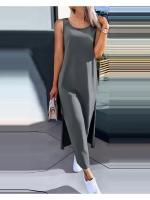 Vestido Largo De Mujer Estilo Casual Fashionable Con Encaje Espalda Descubierta Sin Mangas Cuello Redondo Ajustado Para Todas Las Estaciones - details 0