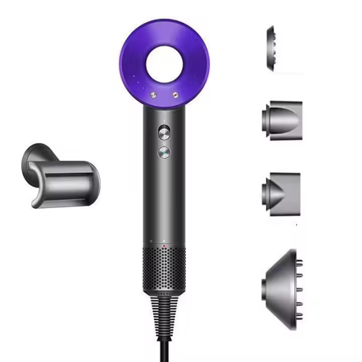 Secador de pelo sin Hojas de Alta potencia, de 3 niveles constant temperature, 5 Boquillas de recambio, Alta velocdad, decidlio, Iones negativos, hogar y baño - 1