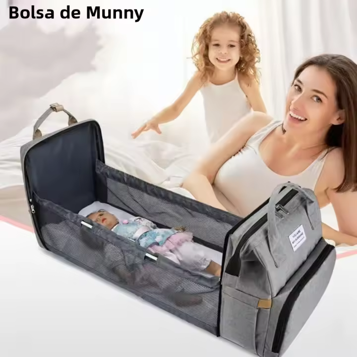 Bolso De Mamá Plegable Y Portátil Gran Capacidad Para Bebé Bolsa De Viaje Para Mujer Estilo Mochila Colorido Diversidad De Patrones - 1