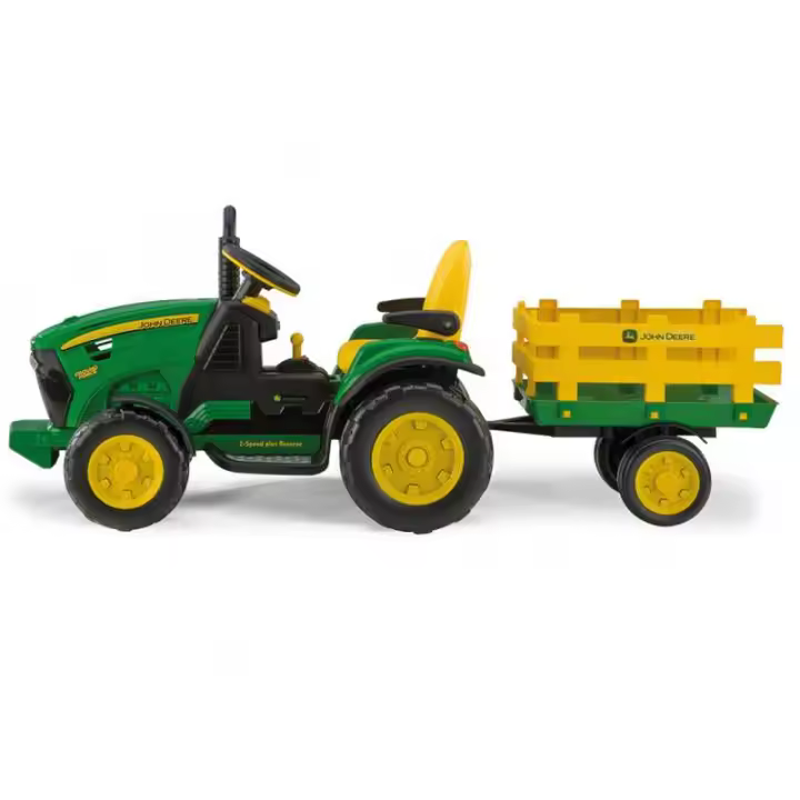 Correpasillos Eléctrico Peg Perego John Deere Ground Force con Remolque - Diviértete Al Aire Libre con este Tractor Eléctrico para Niños - 1