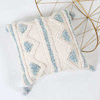 Funda De Cojín Rectangular Azul Con Patrón Geométrico Y Lazos Para Decoración Del Sofá Y La Habitación 100% Poliéster Lavable - details 7