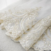 Cortina De Tules Bordada En Blanco Con Patrón De Flor Lujo Francés Para Decoración De Ventanas Y Habitaciones Estilo Europeo Y Americano - details 8