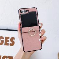 Funda De Cuero Con Patrón De Lichia Para Samsung Galaxy Z Flip 6 5 4 3 Flip6 Flip5 Flip4 Flip3 5G Con Anillo Soporte Antichoque - details 8
