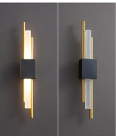 Lámpara De Pared LED Moderna Y Creativa Para Dormitorio Y Sala De Estar Iluminación Minimalista Para Sofa Y TV Fuente De Luz Metálica Dorada Y Negra - details 7