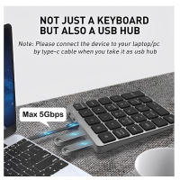 Jomaa Teclado Numérico Inalámbrico Bluetooth Con USB HUB Modos Doble Recargable Numpad Para Tablet Laptop Mini Teclado Ergonómico - details 0