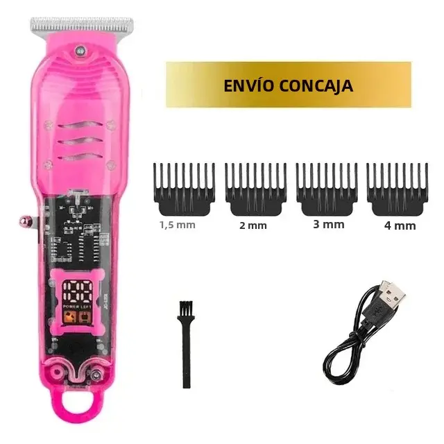 Cortador De Pelo Profesional Recargable Para Hombres Trimmer Eléctrico Transparente Máquina De Corte De Pelo Sin Cordón - 1