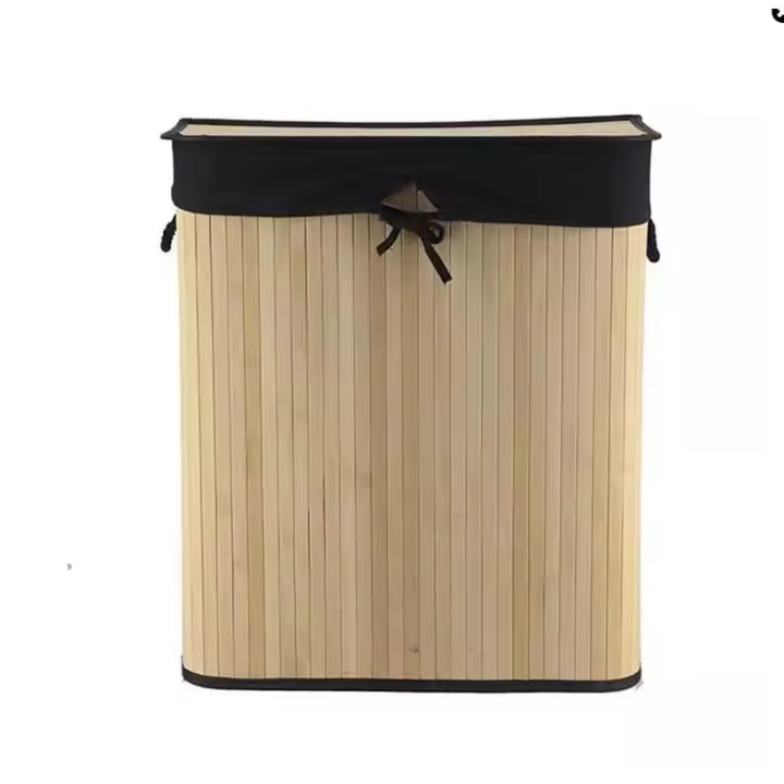 Baños Boutique Cesto para Ropa Sucia de Bambú 100L Natural Negro - 1