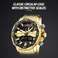 Reloj De Pulsera De Lujo Para Hombre NAVIFORCE NF9234 En Color Negro Y Oro Resistente Al Agua De Acero Inoxidable Cuarzo Deportivo Con Banda De Acero Y Cristal Hardlex - details 10