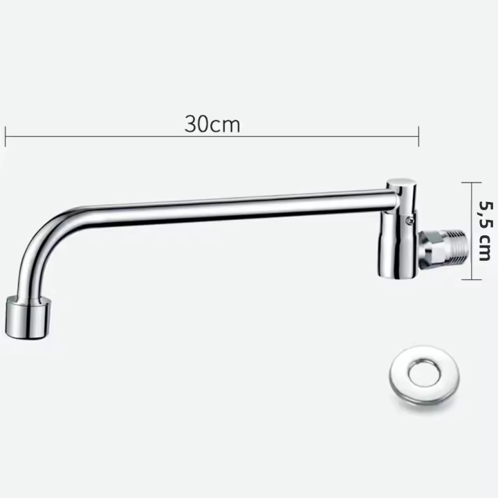 Grifo De Cocina De Latón G1/2 Semi-Automático Para Restaurante Hotel Casa Instalación Montada En Pared Material De Latón Y Acero Inoxidable - 1