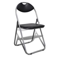 vidaXL Sillas de comedor plegables 2 uds cuero sintético y acero negro - details 1