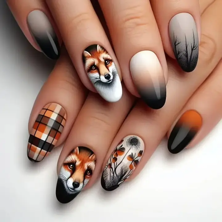 24 Piezas De Arte De Uñas Con Diseño De Zorro Realista Y Misterioso Estilo Y2K Adhesivo De Resina Para Manicura Express - 1