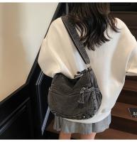 Bolso De Hombro Casual De Denim Lavado Resistente Al Desgaste Con Múltiples Bolsillos Y Gran Capacidad Para Mujer - details 35