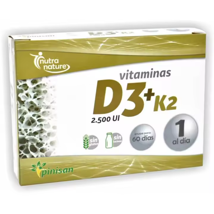 Pinisan VITAMINA D3 + K2 60 CÁPSULAS para la Salud ósea - 1