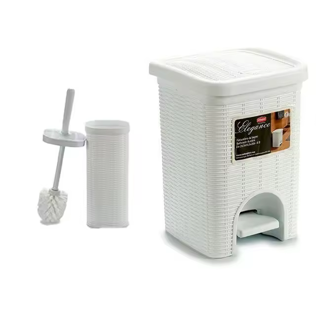 SET BAÑO: Papelera 6L + Escobillero | Set de Baño de Plástico Resistente | Diseño Moderno y Compacto | Ligero y Duradero | Cierre Suave y Silencioso | Escobilla Antibacteriana | Fácil de Limpiar | Ideal para Baños, Oficinas y Hoteles - 1