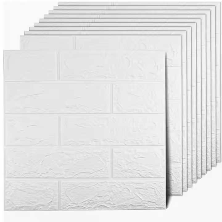 12 Pcs Pared 3D Panel Adhesivo Y Pega, Papel Tapiz Con Adhesivo Autoadhesivo Impermeable Espuma Para Interiores Baño - 1