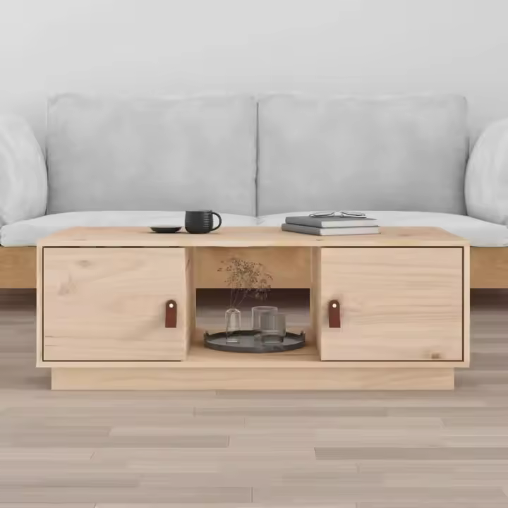 vidaXL Mesa de centro de madera maciza de pino 100x50x35 cm - 1