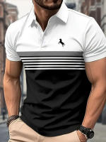 Camisa Polo Casual Para Hombre Con Estampado 3D De Caballo Y Diseño De Bloque De Colores Para Golf Estilo Deportivo Cuello Alto Manga Corta Para Verano - details 3