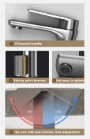 Grifo De Cocina Y Baño En Acero Inoxidable Gris Arsenal Con Regulación De Agua Caliente Y Fría Montaje En Superficie - details 1