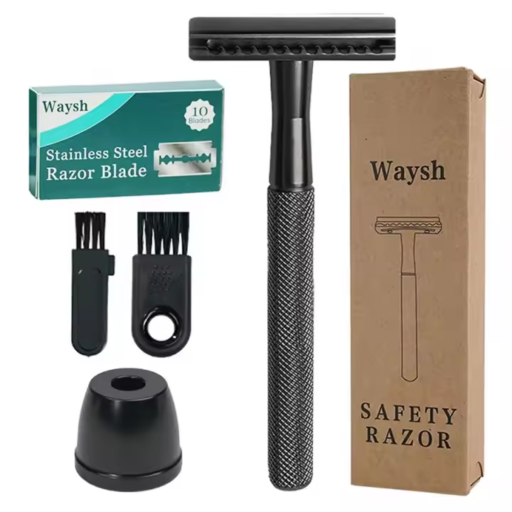 Afeitadora Manual Vintage Waysh Con Caja De Papel Incluye 1 Soporte + 20 Hojas + 2 Cepillos + 1 Base Hojas De Acero Inoxidable Disponibles - 1